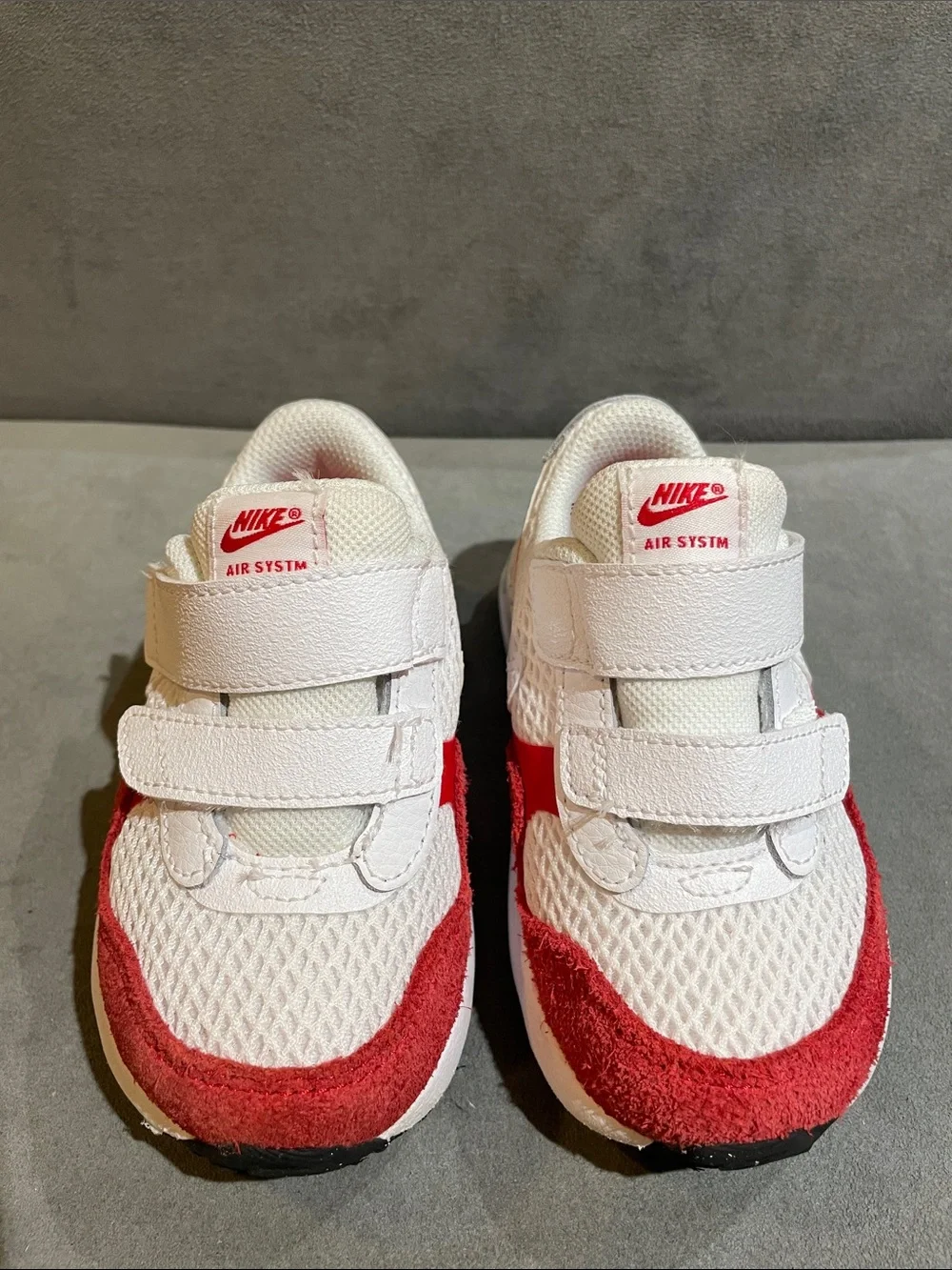 Nike Air Max 6C Sneakers Baby Toddler White Red Hook & Loop Athletic Shoes